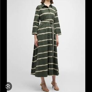 MaxMara Olive Green Stripe Midi Dress Olanda